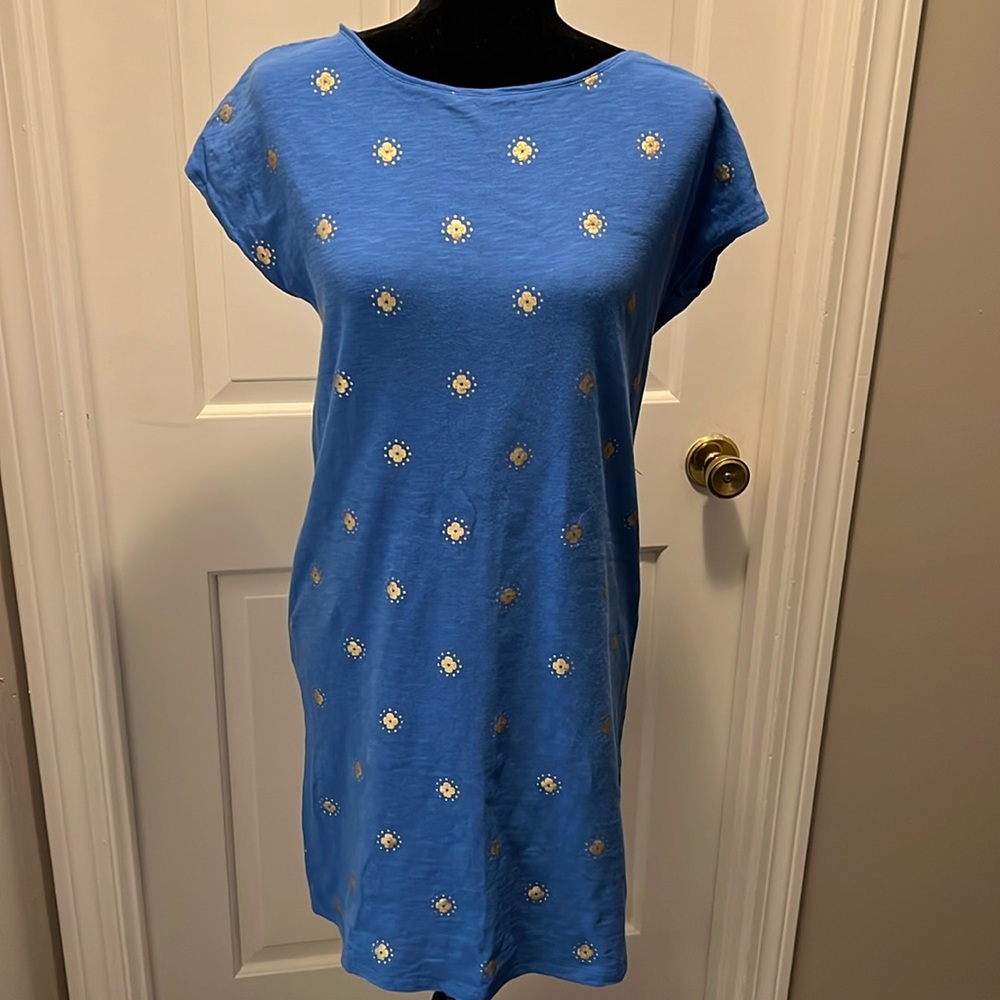 Boden blue print dress, US size 2R in great preowned condition.